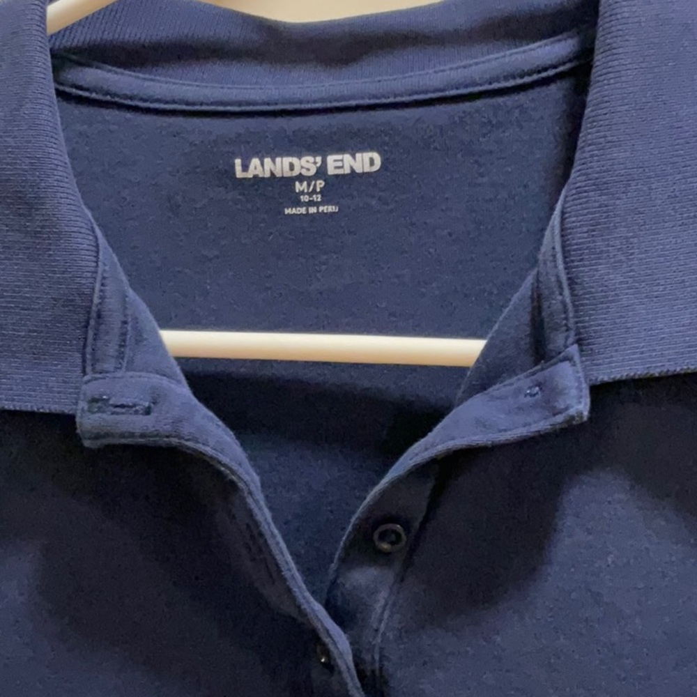 Lands’ End Dark Blue Supima Cotton Polo, Size MP.